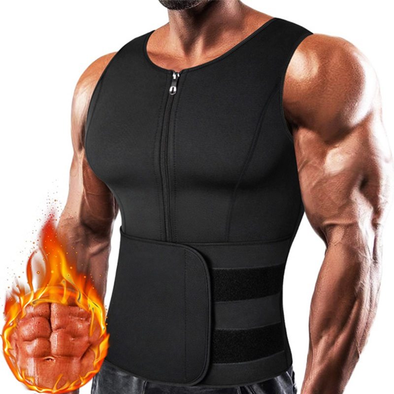 Crossfit Weight Vest - 男性ネオプレンサウナジッパーウエストトレーナーコルセットベストベリートリマー圧縮ボディシェイパーシャツ痩身ベルト Faja シェイプウェア