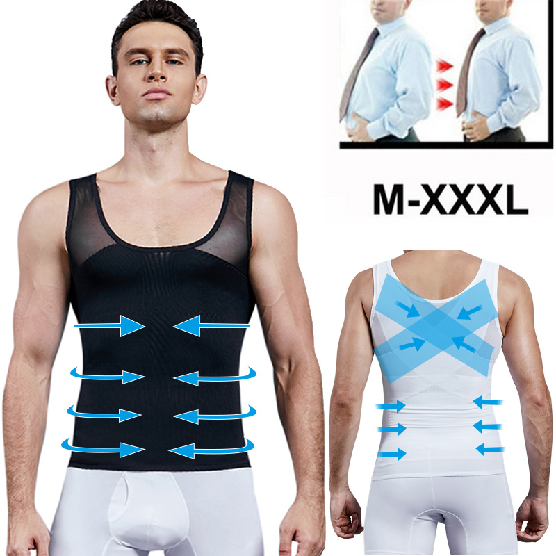 Crossfit Weight Vest - 男性ボディニッパー胸圧縮シャツ女性化乳房非表示にする Moobs スリミングボディシェイパーベスト腹部胸スリムシャツ男性コルセット