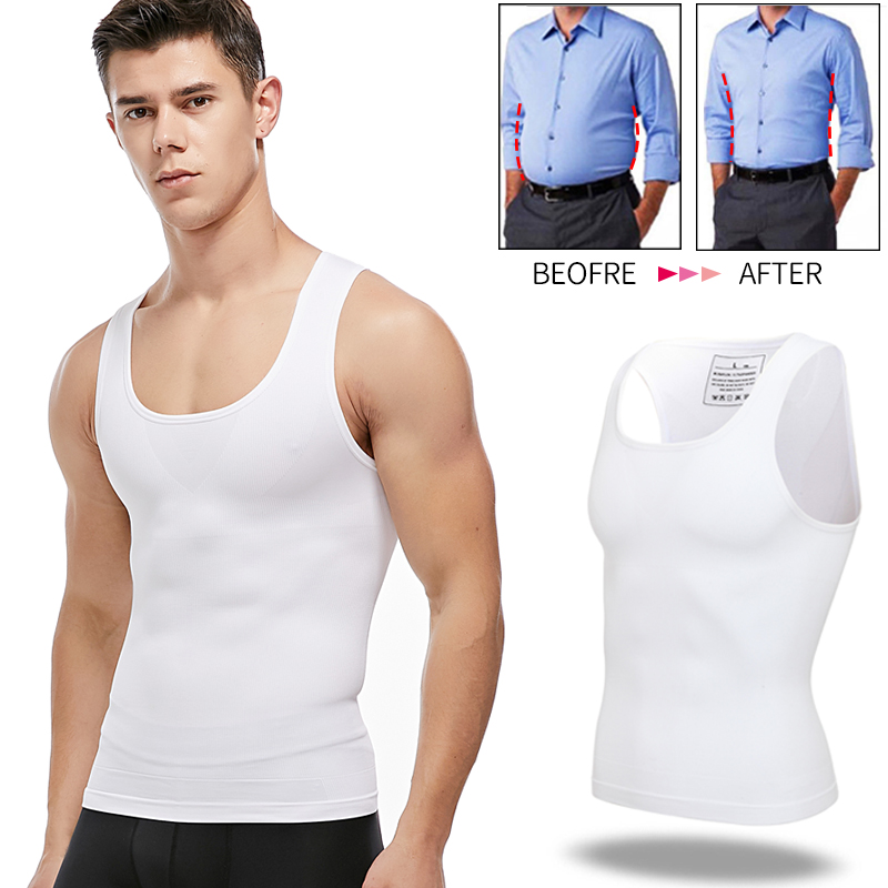 Crossfit Weight Vest - メンズ痩身ボディシェイパー胸圧縮シャツおなかコントロールシェイプウェア女性化乳房腹部スリムベストウエストトレーナーコルセット